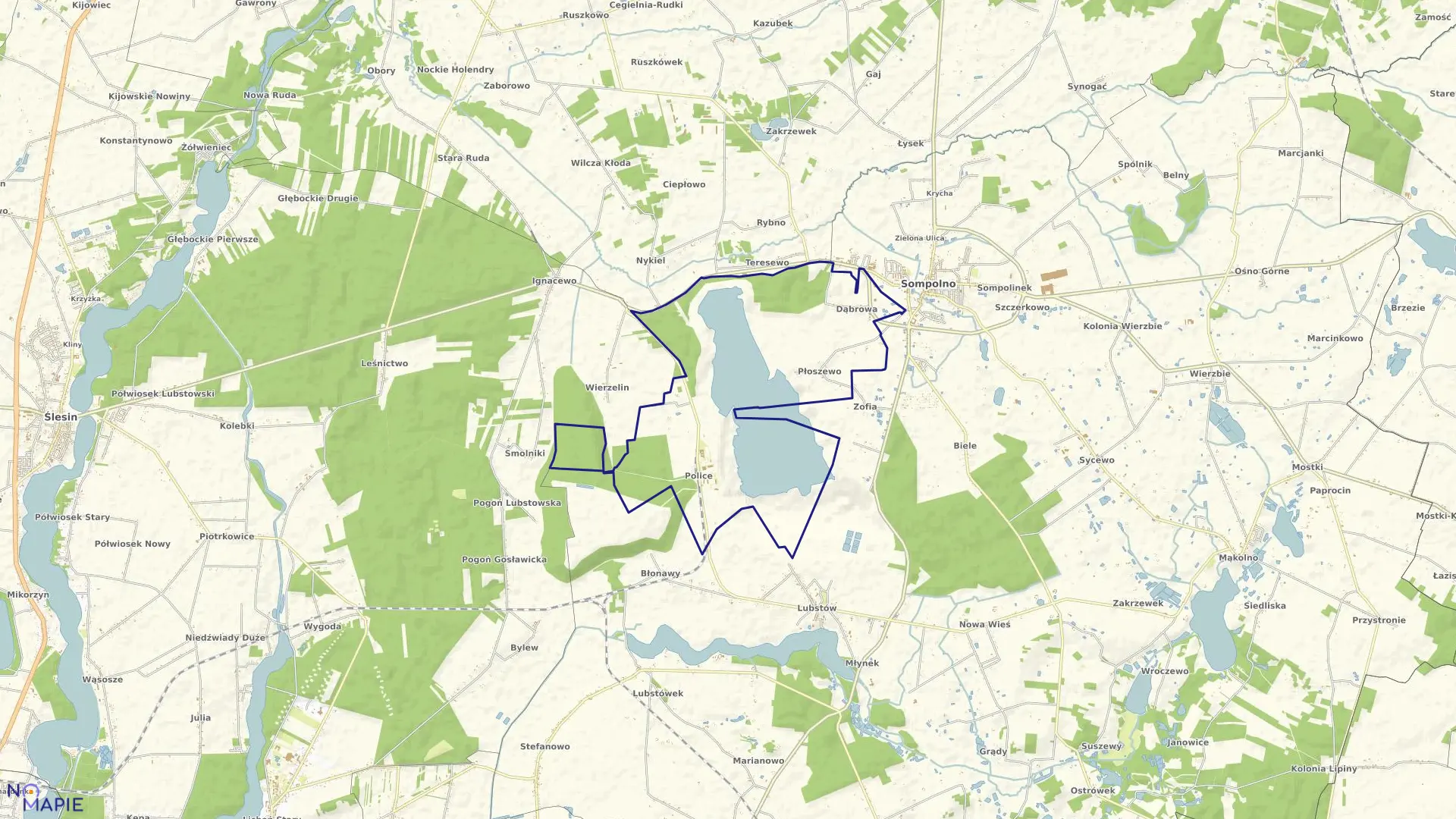 Mapa obrębu POLICE w gminie Sompolno